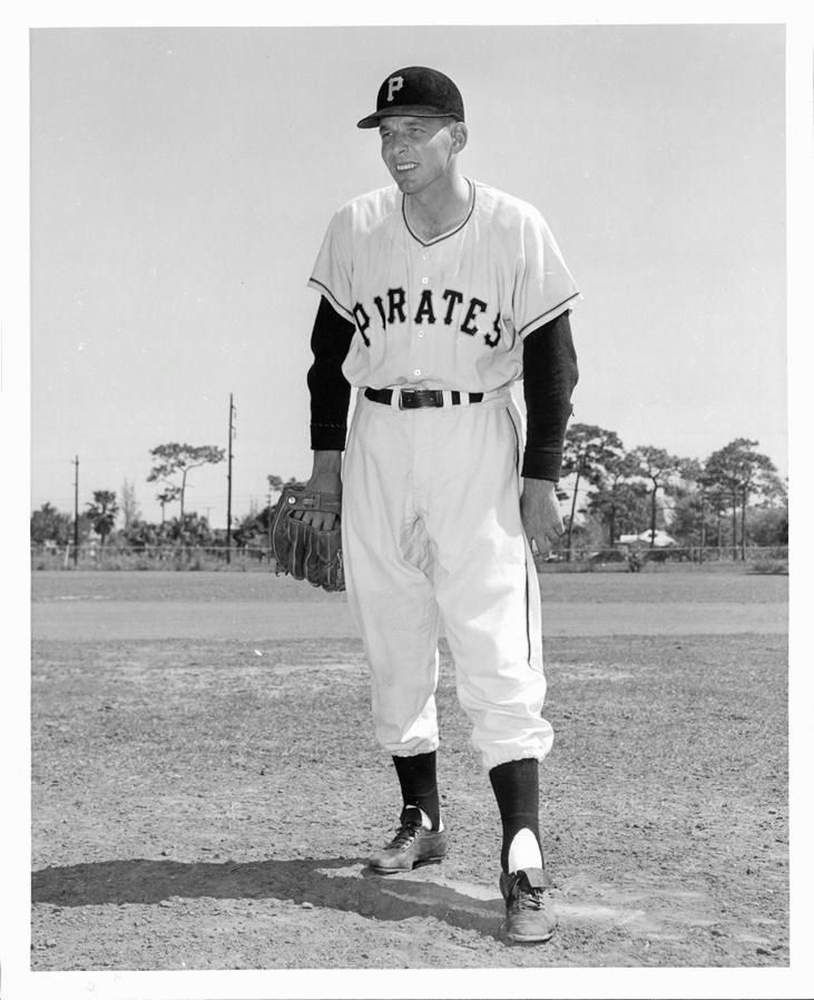 Pitcher Paul Minner, at spring training with the Pirates in 1957 (team publicity photo)